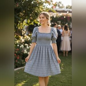 Great Condition- Hill House- Blue Mini Plaid Dress